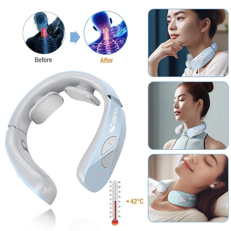 Electric Neck Massager EMS Pulse Rechargeable USB with Heating Function